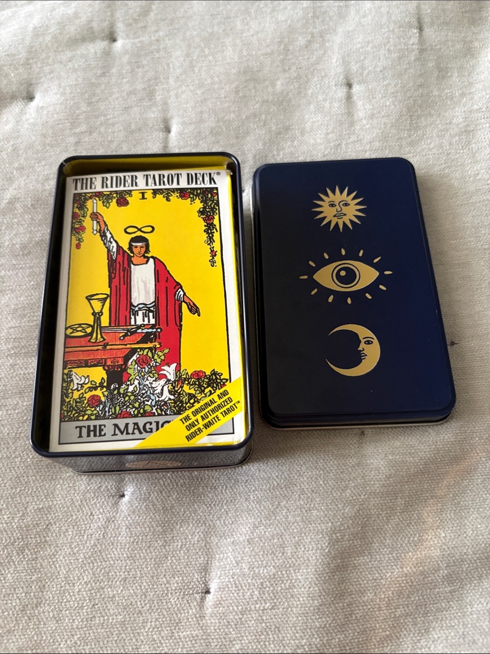 Rider-Waite Tarot Deck in Metal Tin – Yellow & Navy